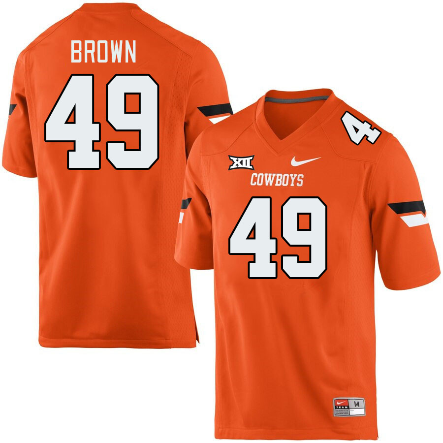 Oklahoma State Cowboys #49 Tanner Brown College Football Jerseys Stitched Sale-Retro Orange
